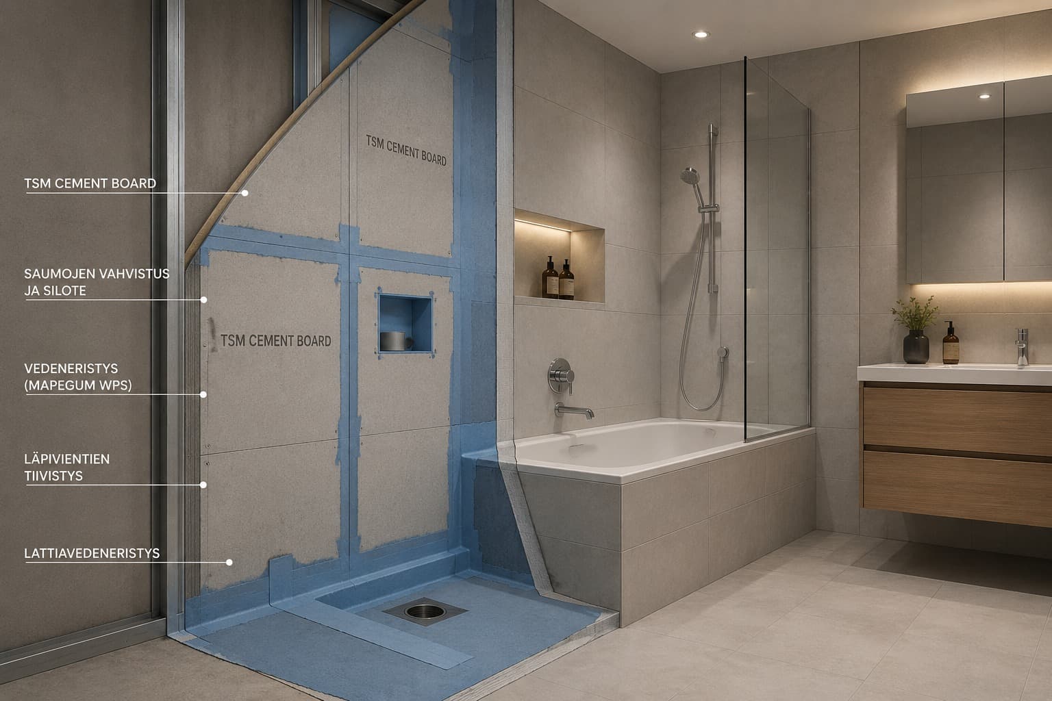 Waterproof Fiber Cement Board for Wet Rooms, Bathrooms and Basements